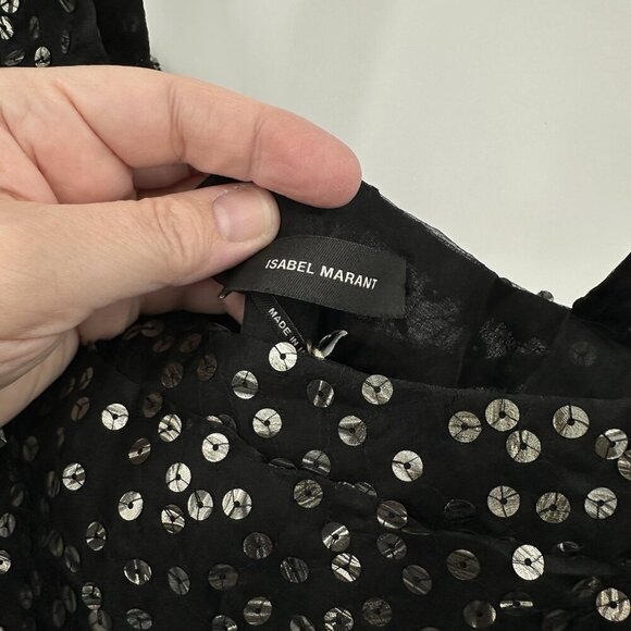 NEW ISABEL MARANT dress mini sequins spring summer 2014 asymmetrical black 42 XL - Picture 11 of 14
